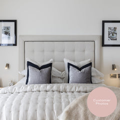Dufton | European Double 140cm | Buttoned Squares with Piped Border | Upholstered Headboard