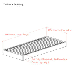 European Hempel 90cm Single Low Platform Upholstered Bed Frame