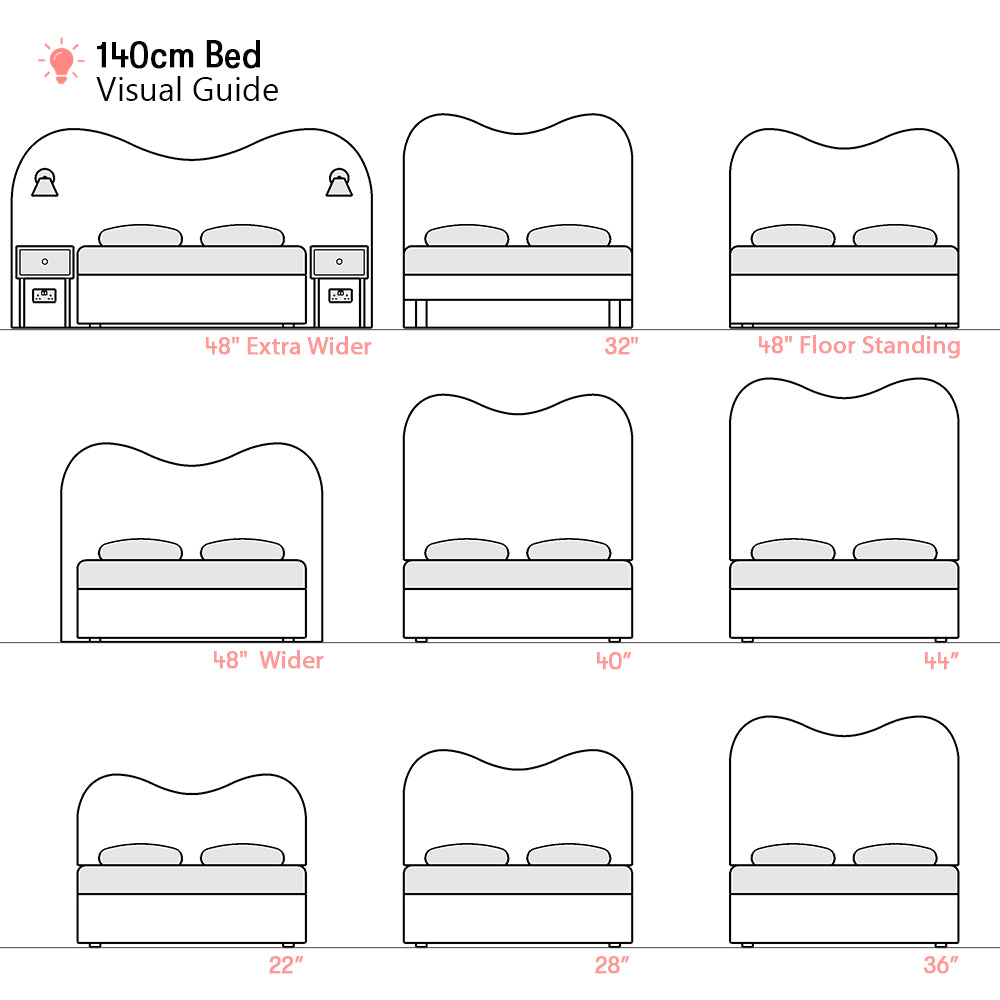 Cliveden | 1400mm European Double | Double-Humped | Shaped Upholstered Headboard