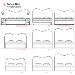 Cliveden | 1600mm European King size | Double-Humped | Shaped Upholstered Headboard