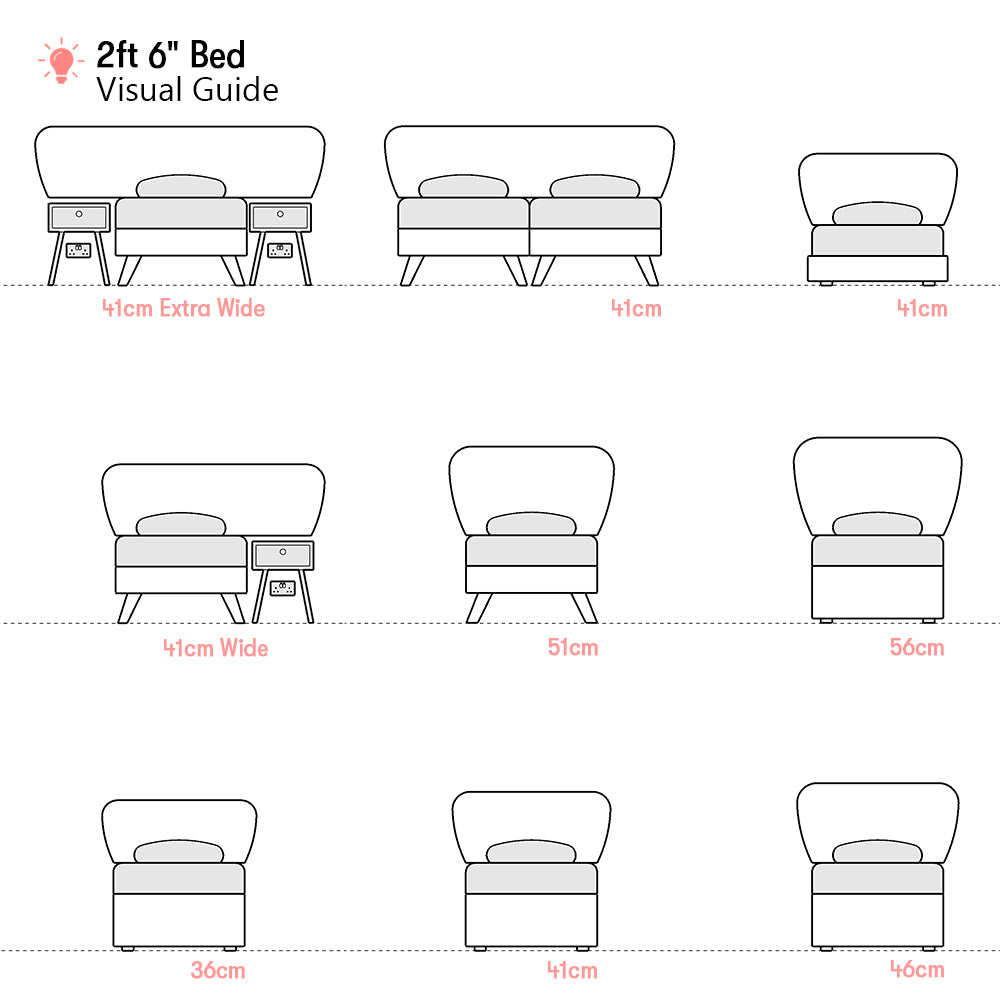 Calke | 2ft 6 Small Single | Flare | Upholstered Headboard