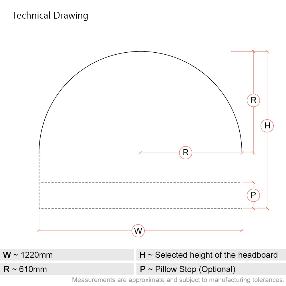 Lunarleigh | 4ft Small Double | Dome | Shaped Upholstered Headboard