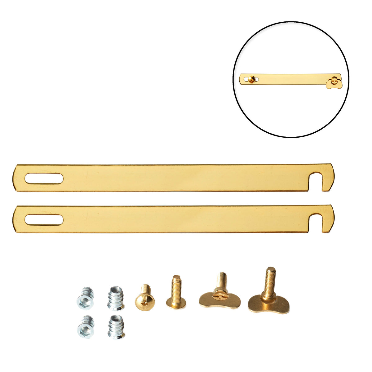 245mm Brass Plated Divan Bed Linking Bars Kit