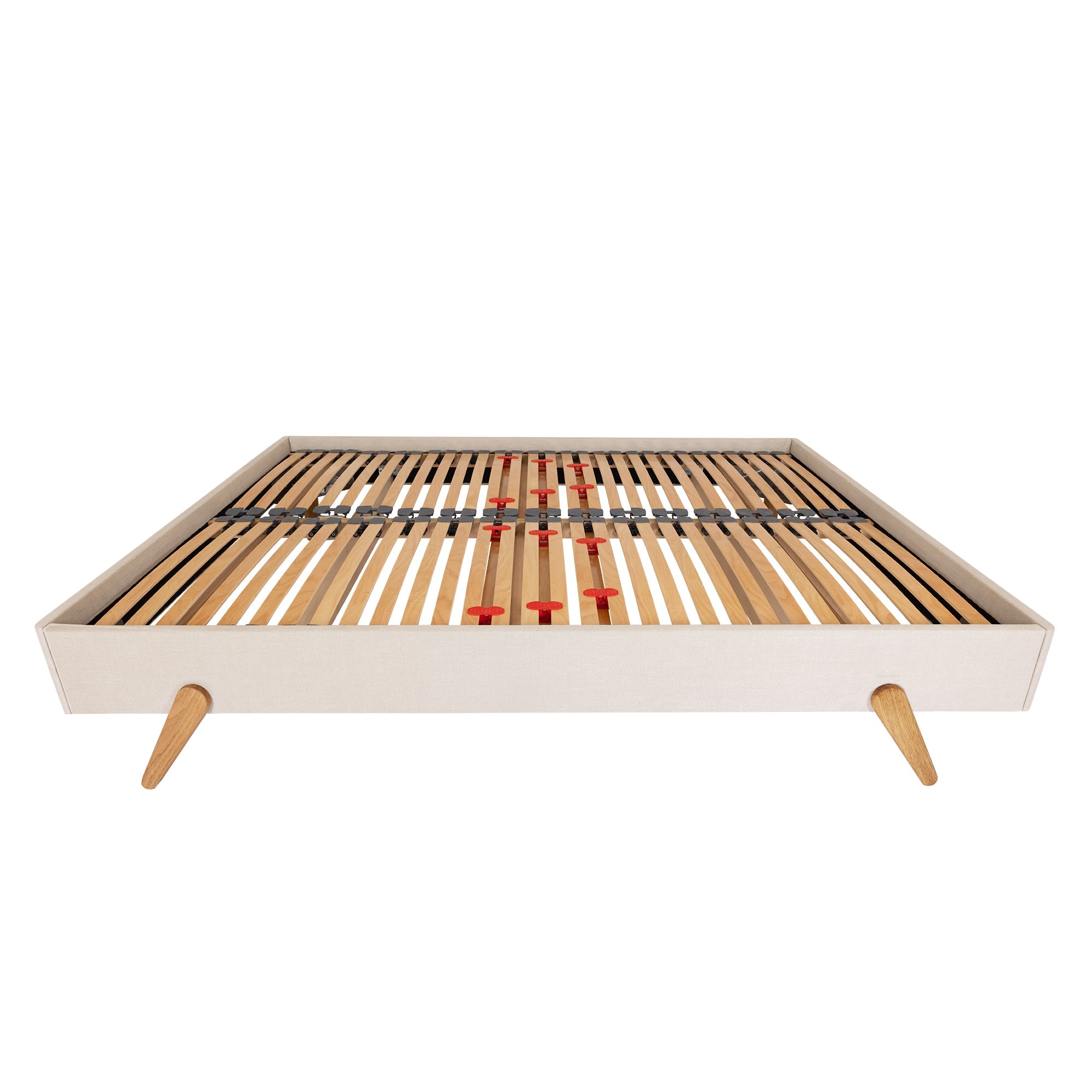 Chatsworth – Upholstered Bed Frame with External Oak Legs – Small Double (4ft)