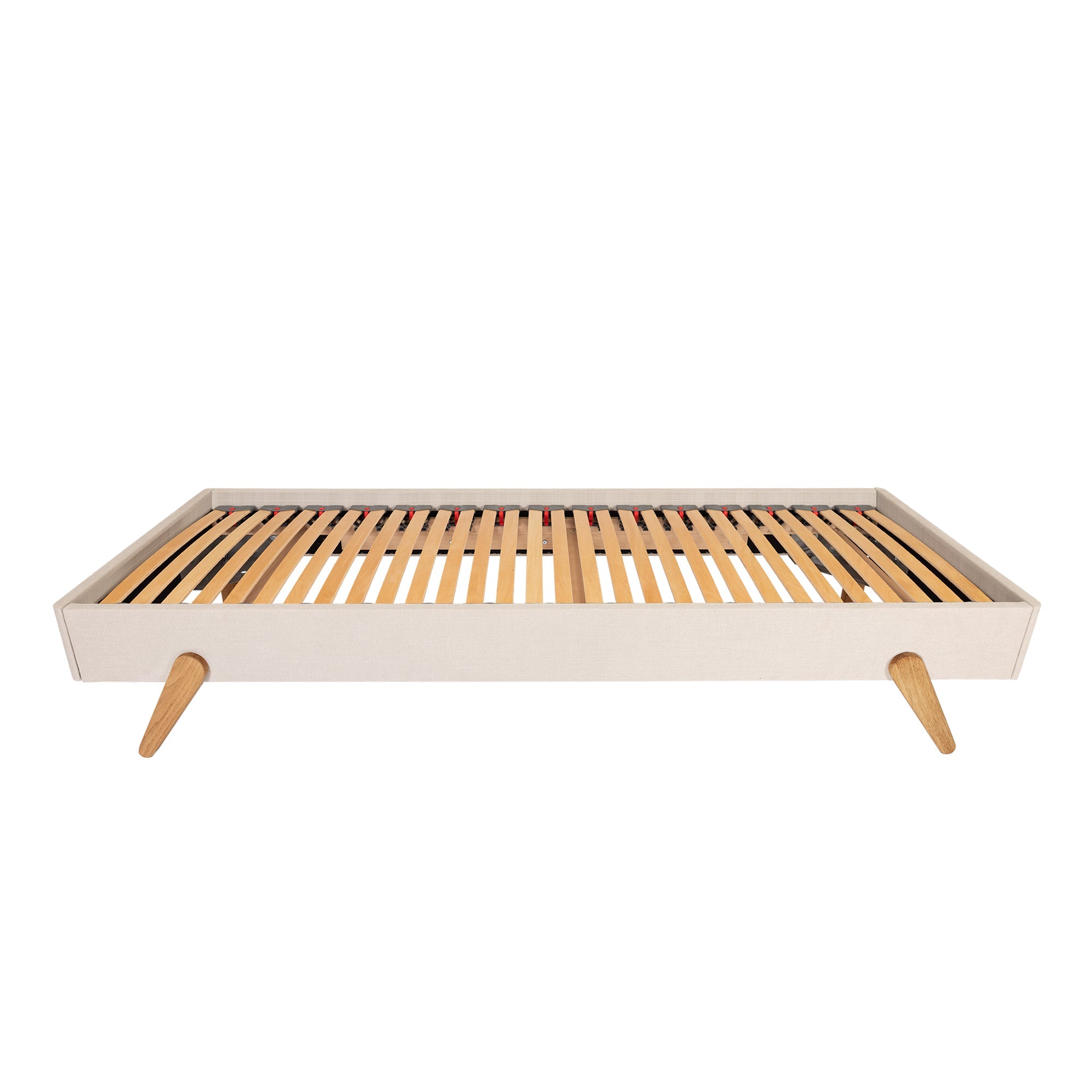 Chatsworth Upholstered Bed Frame with Externally Mounted Oak Legs