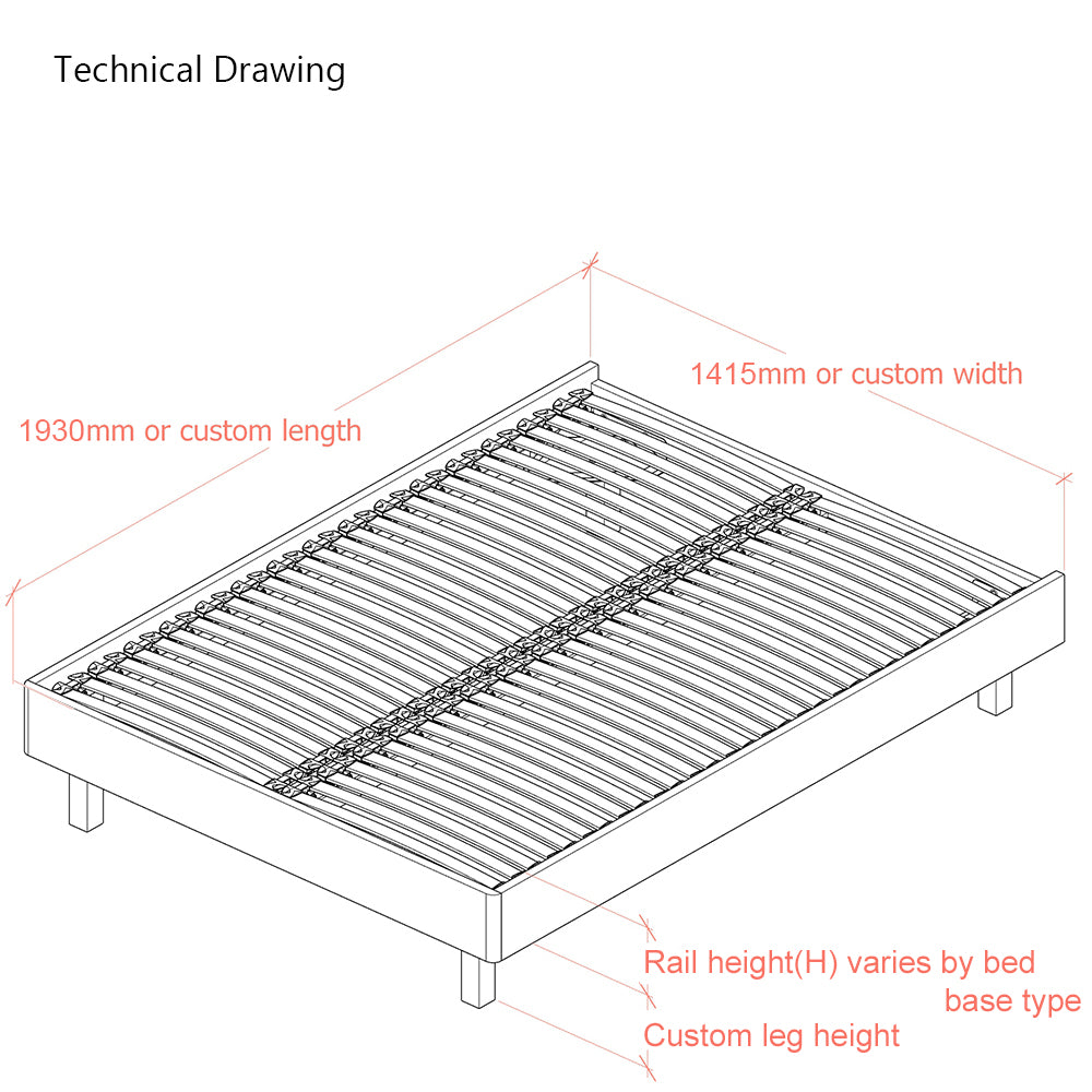 Dilly 3 Sided 4ft 6 Double Upholstered Bed Frame with Interchangeable Legs