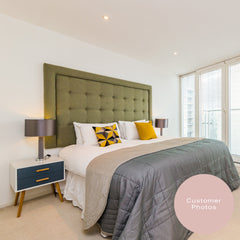 Dufton | Small Double 4ft | Buttoned Squares with Piped Border | Upholstered Headboard