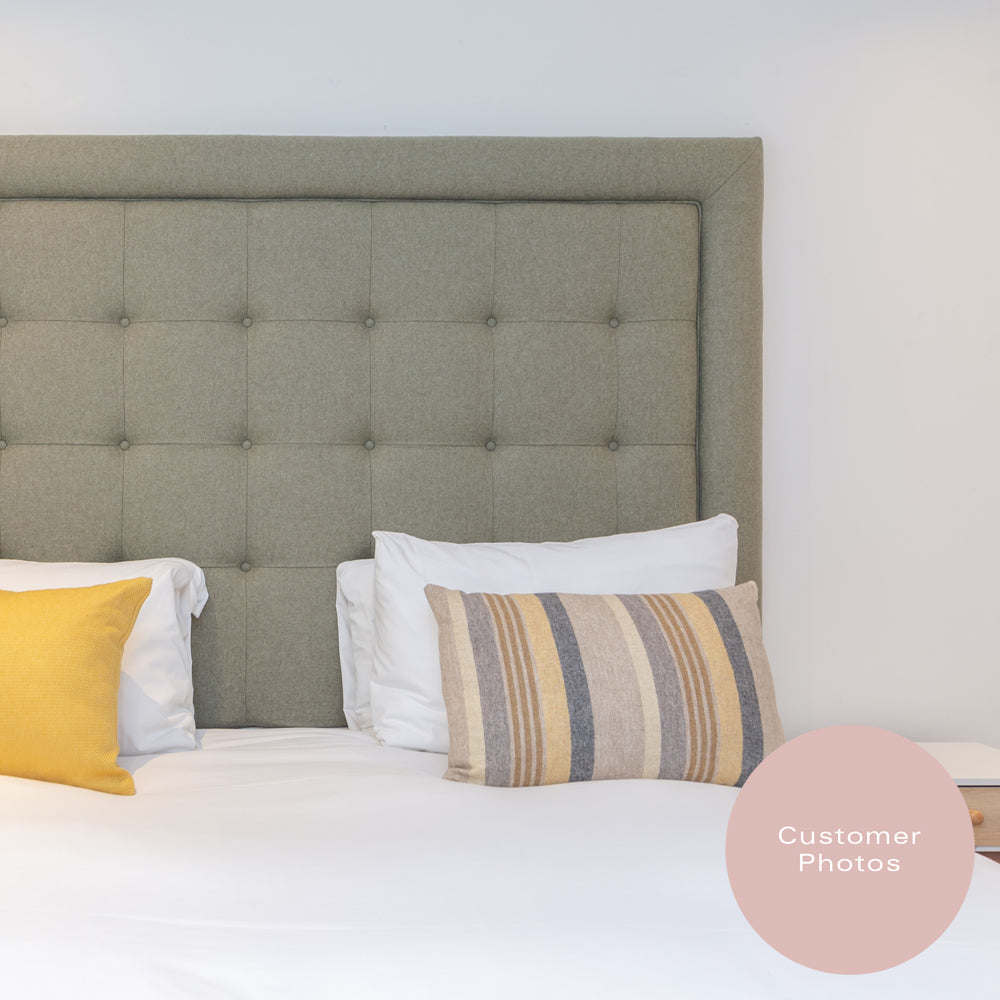 Dufton | UK King Size 5ft | Buttoned Squares with Piped Border | Upholstered Headboard