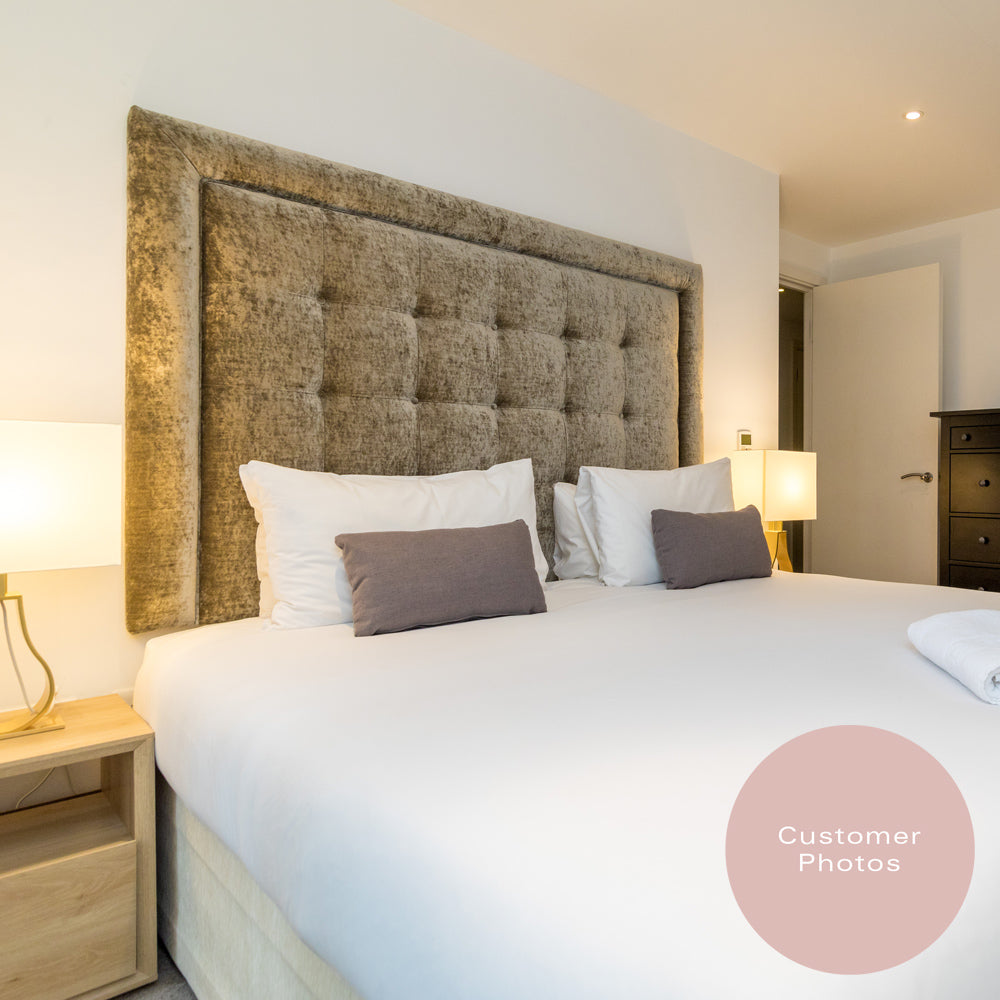 Dufton | UK King Size 5ft | Buttoned Squares with Piped Border | Upholstered Headboard