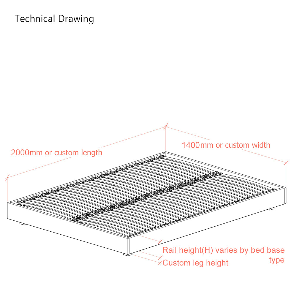 Hempel European Double 140cm Low Platform Upholstered Bed Frame