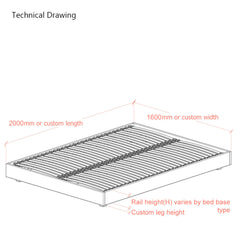 Hempel European King Size 160cm Low Platform Upholstered Bed Frame