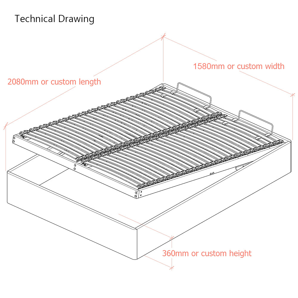 Langham 5ft King size Upholstered Lift-Up Ottoman Bed Frame