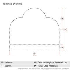 Melford | Triple Arch | 140cm European Double | Upholstered Headboard